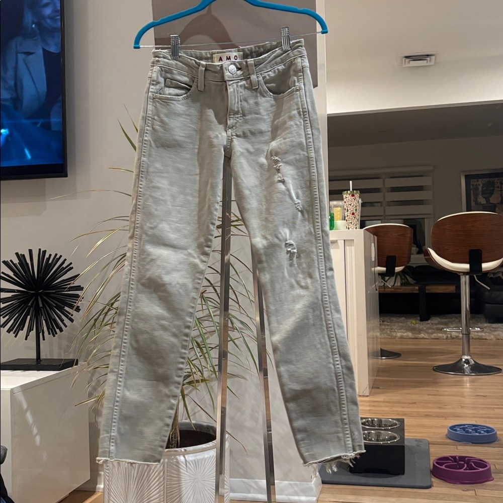 AMO Light Gray Distressed Jeans